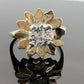 14K Yellow Gold 1.15ct Old European Cut Diamond Flower Ring H I2 Estate Sz 7.5
