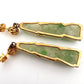 Vintage 14K Gold Carved Jade Drop Earrings Green Jadeite 8.16g Estate