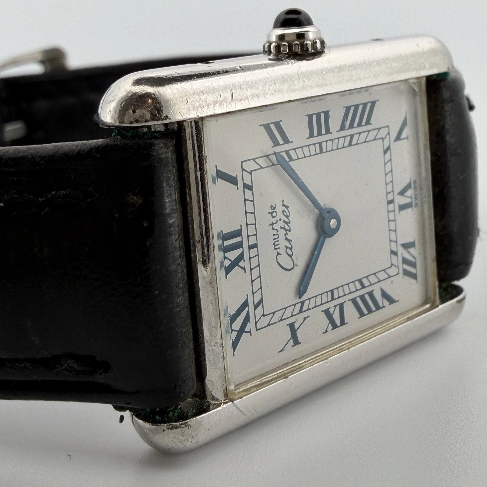Cartier Must Tank Vermeil Quartz Watch Sterling Silver Large Model Vintage 1990s, dial detail