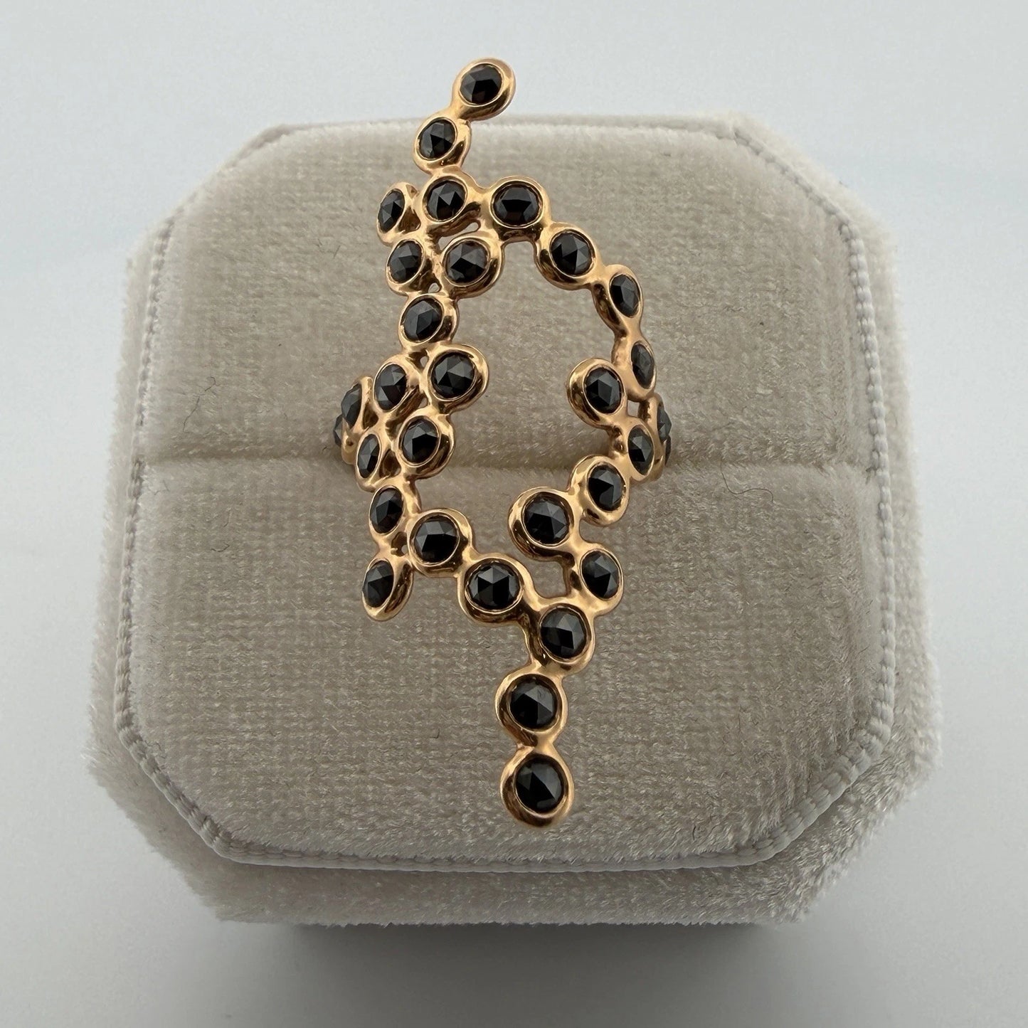 LITO DNA Ring 18K Gold Black Rose Cut Diamond Ring Approx 1.50CT Size 5.5