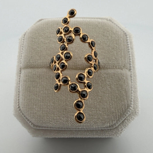 LITO DNA Ring 18K Gold Black Rose Cut Diamond Ring Approx 1.50CT Size 5.5
