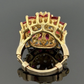 14K Yellow Gold Marquise Ruby & Diamond Cluster Ring – 8.45g – Adjustable 4.5–7 by Devine & Co — angled view