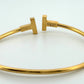 Tiffany & Co. T Wire Bracelet 18K Yellow Gold Mother of Pearl Diamond Bracelet by Devine & Co — side view