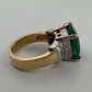 Lab Created Emerald and Diamond Ring 14K Two Tone Gold Heavy Mounting 12x12mm Sz 8, close-up detail