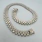 Sterling Silver Yellow Plated Watch Band Link Necklace 12mm Wide 17.5 Inches
