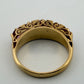 Vintage 15K Yellow Gold Pink Gemstone & Diamond Chip Ring Size 6 Estate