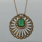 Natural Colombian Emerald and Diamond Pendant Necklace 18K Yellow Gold GIA Report, angled view