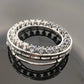 14K White Gold Natural Sapphire & Diamond Circle Pendant Brooch Estate