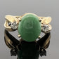 Estate 14K Yellow Gold Jadeite Jade Diamond Ring Oval Cabochon Size 6