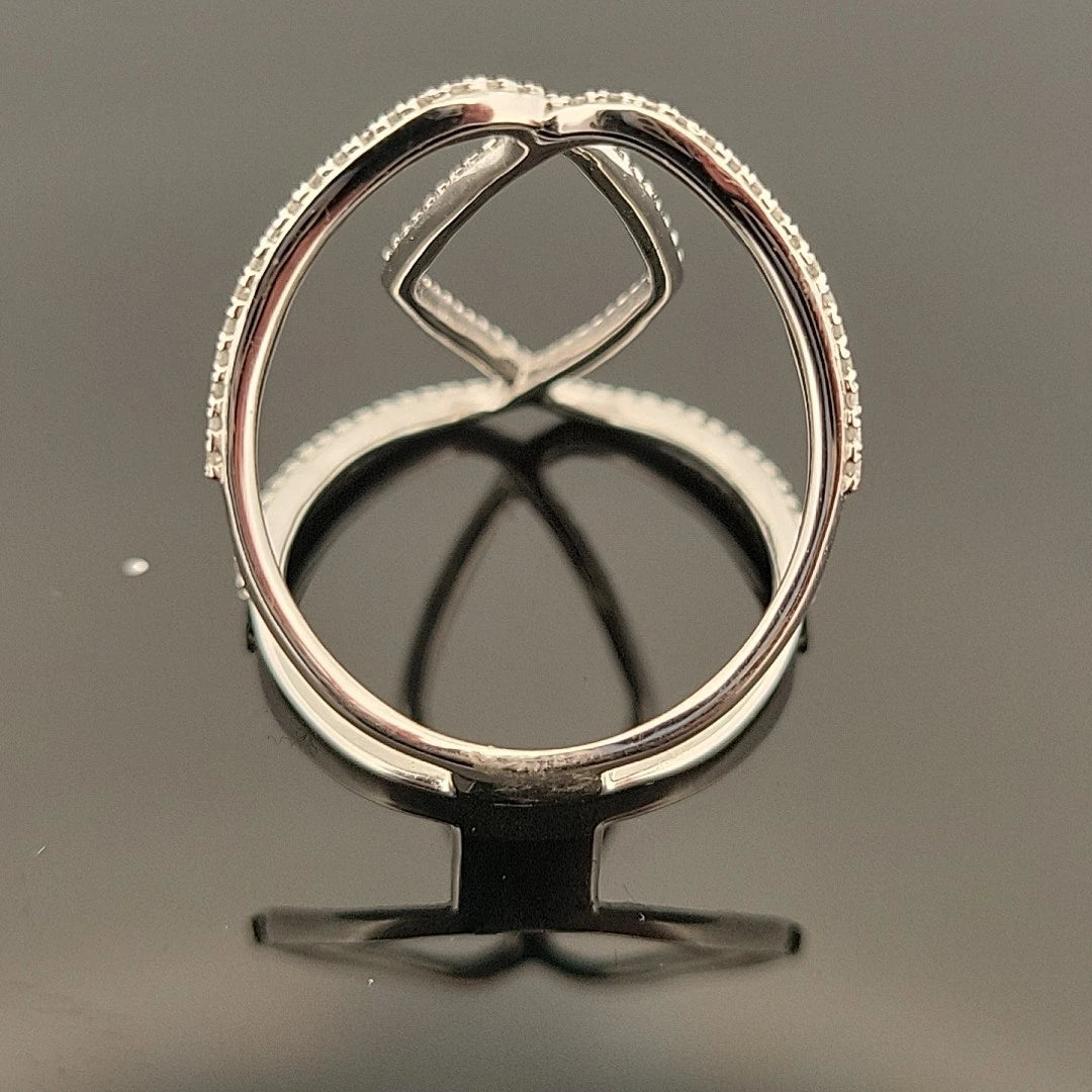 14K White Gold Freeform Open Diamond Ring 0.48CTW Round Brilliant Pave Size 7 by Devine & Co — angled view