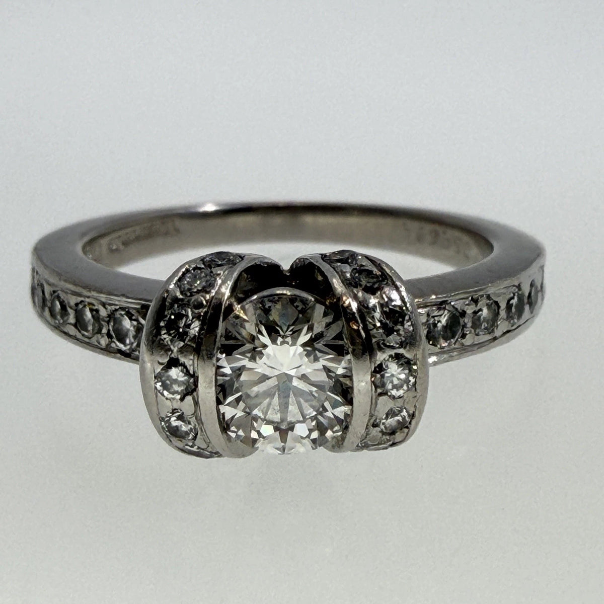 Authentic Tiffany & Co. Platinum Diamond Ribbon Ring 0.41ct F VS1 Size 3.5