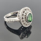 18K White Gold Tsavorite & Diamond Ring 1.51ct Oval Tsavorite 1.02ctw Diamonds by Devine & Co — angled view
