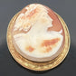 Large Hand-Carved Shell Cameo Brooch Pendant 14K Yellow Gold Estate