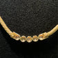 14K Yellow Gold Natural Diamond Bezel Necklace Woven Mesh Chain 18"