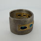 Boulder Opal Inlay Wide Cuff Bracelet 925 Sterling Silver 14K Gold 67g 30mm