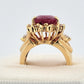 Natural Oval Rubellite Tourmaline Ring 6.90ct & 2CTW Diamonds 14K Yellow Sz 6.5 by Devine & Co — angled view