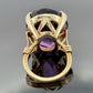 Vintage 14K Yellow Gold Large Oval Amethyst Cocktail Ring ~50ct, 17.7g