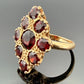 Vintage 14K Gold Garnet Cluster Ring Fishtail Setting Size 5 Estate 7.50g