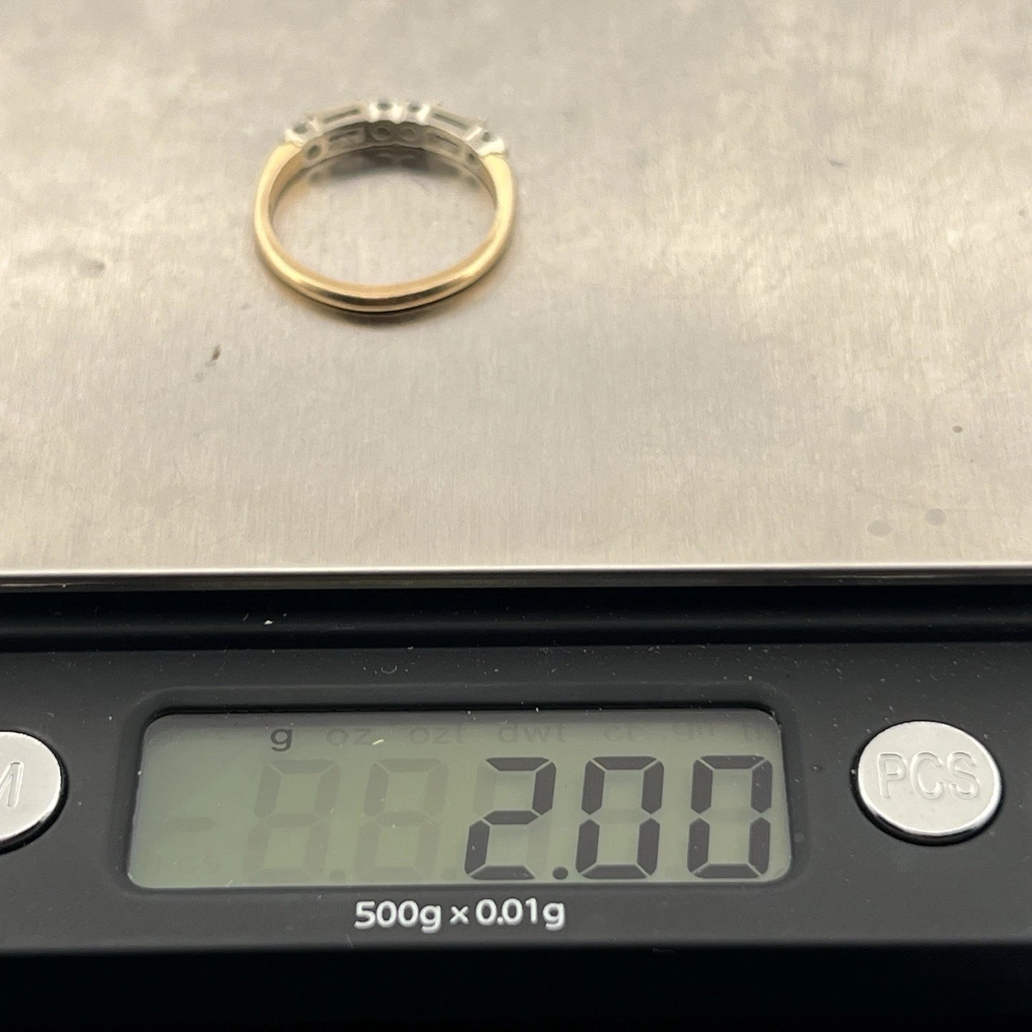 14K Gold Platinum Baguette Diamond Band .25ctw 2g Estate Ring 6.75