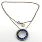 Graziela 18K White Gold Blue Round Sapphire & Diamond Circle Necklace 16" by Devine & Co — band detail