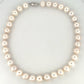 Cultured Pearl Necklace Strand Near Round/Oblong Silver Clasp 17" 11.8-13.4mm