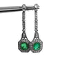 Colombian Emerald and Diamond Platinum Drop Earrings GIA Jewelry Report Certified, close-up detail