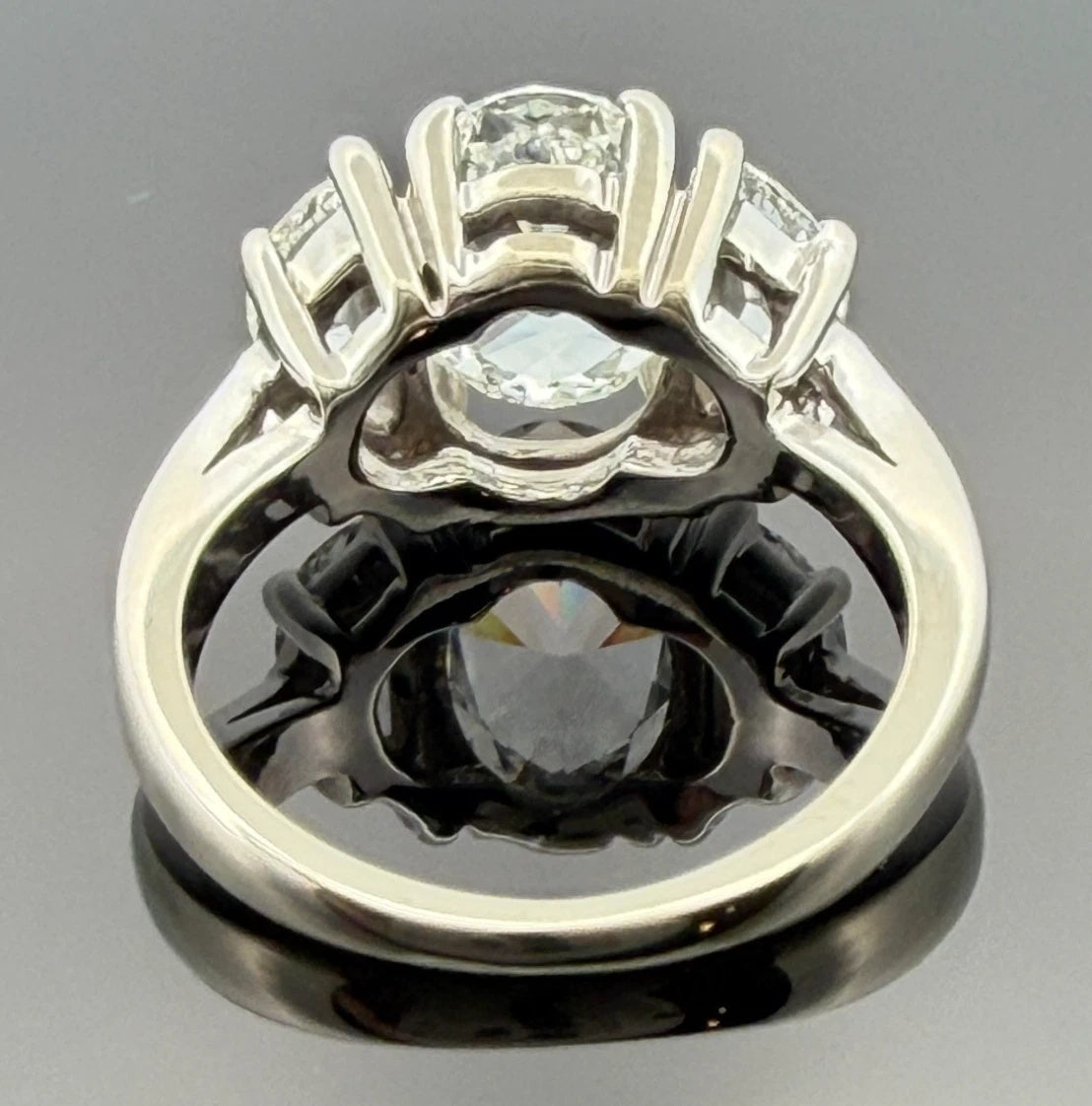 Natural 1.55ct GIA Elongated Oval Diamond Three-Stone Ring 14KW G SI1 Half Moon
