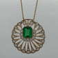 Natural Colombian Emerald and Diamond Pendant Necklace 18K Yellow Gold GIA Report, secondary angle