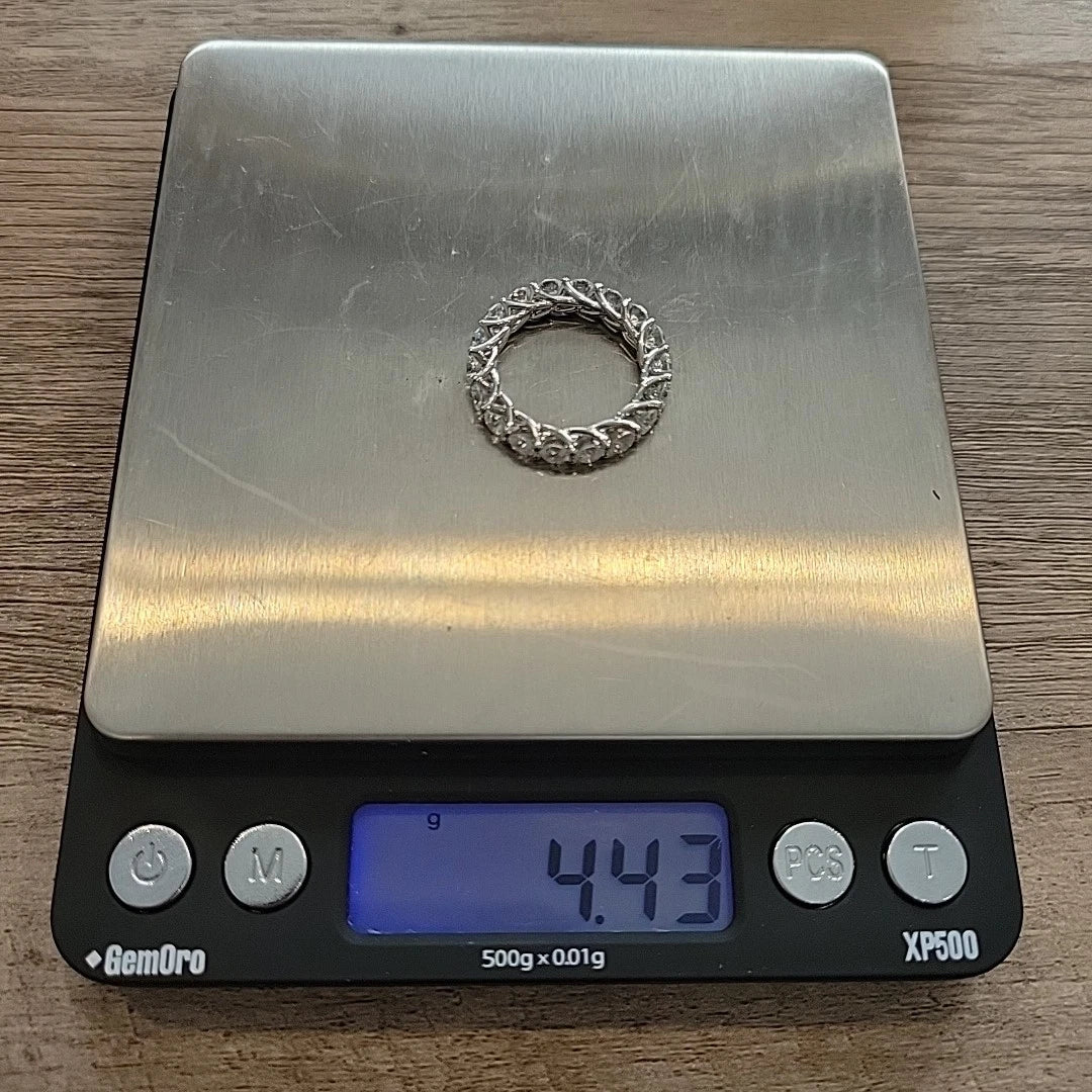 18K White Gold Diamond Eternity Trellis Band Round Brilliant 3.39ctw G-H-I SI by Devine & Co — side view