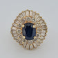 Estate 14K Yellow Gold Natural Sapphire & Diamond Ballerina Ring by Devine & Co — side view