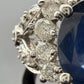 14K White Gold Natural Oval Blue Sapphire Diamond Halo Ring 6.3g Size 6.75
