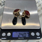 Kai-Yin Lo Red & Black Agate Earrings Vermeil Omega Clips 24g Estate