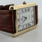 Cyma Swiss Quartz Tank Style Watch 14K Yellow Gold Case Vintage 1990's, strap detail