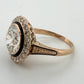 Vintage 3.00ctw Natural Diamond Circular Brilliant Halo Ring GIA Report 14K/15K, close-up detail
