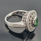 18K White Gold Tsavorite & Diamond Ring 1.51ct Oval Tsavorite 1.02ctw Diamonds by Devine & Co — side view
