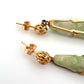 Vintage 14K Gold Carved Jade Drop Earrings Green Jadeite 8.16g Estate