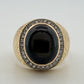 Men's 14K Yellow Gold Natural Black Star Sapphire Diamond Ring Size 12.5, 16.5g