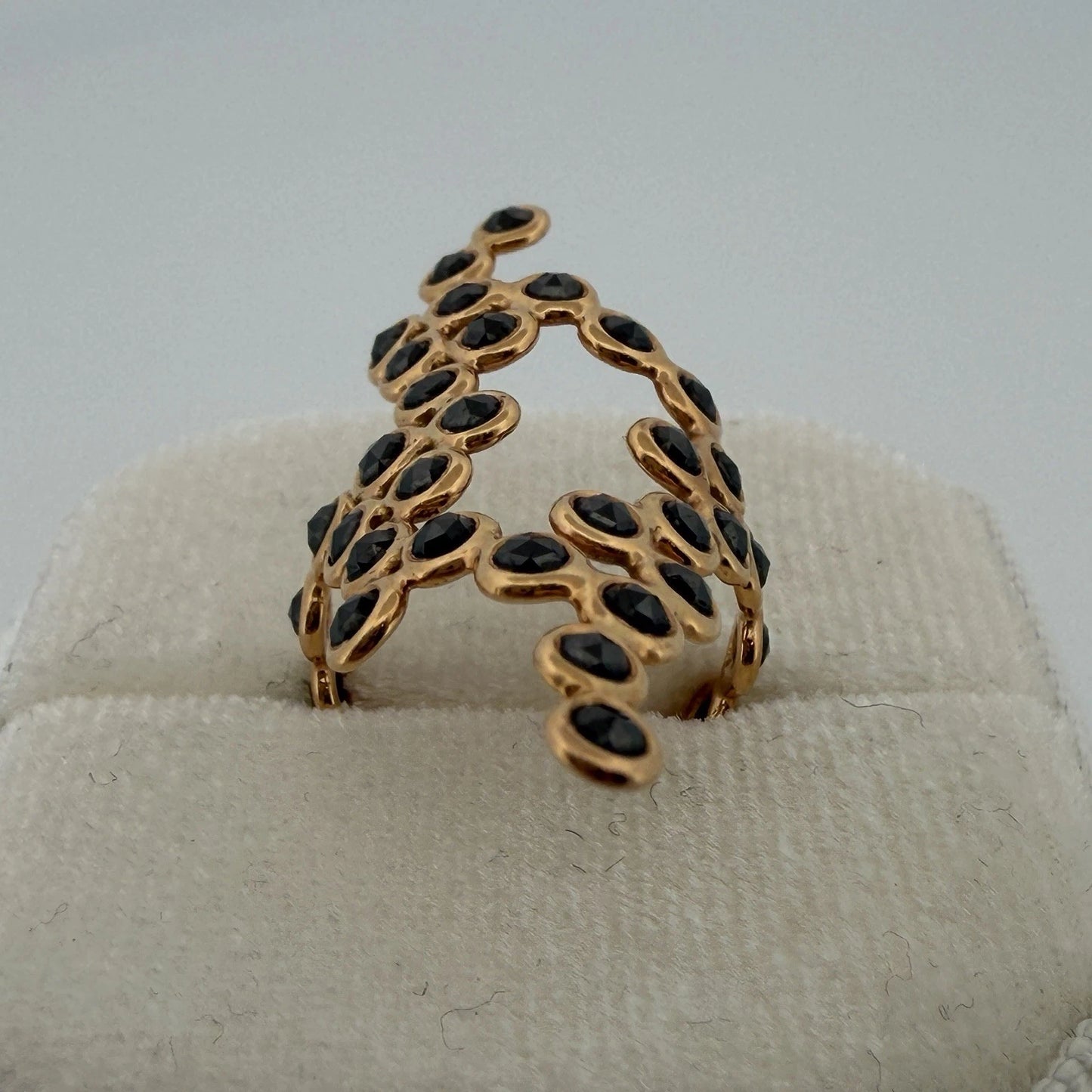 LITO DNA Ring 18K Gold Black Rose Cut Diamond Ring Approx 1.50CT Size 5.5