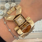 Vintage 14K Yellow Gold Wide Link Bracelet Schiaparelli Hamilton Hidden Watch