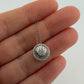 Graziela 18K White Gold Diamond Round Pizza Pendant Natural Diamonds 16" 0.75CTW by Devine & Co — side view