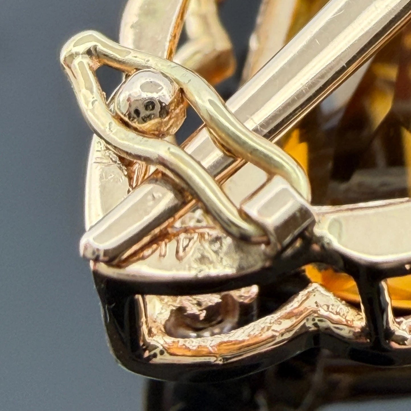 16.76ct Pear Citrine & Diamond Slide Pendant 14K Yellow Gold Estate