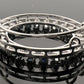 14K White Gold Natural Sapphire & Diamond Circle Pendant Brooch Estate