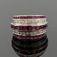 14K White Gold Ruby & Diamond Wide Band Ring Natural Square Rubies Size 7 by Devine & Co — side view