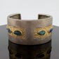 Boulder Opal Inlay Wide Cuff Bracelet 925 Sterling Silver 14K Gold 67g 30mm