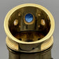 Handmade 18K Yellow Gold Sapphire Diamond Ring Wide Band Size 9 Estate 13g