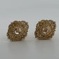 Natural Rose Cut and Round Brilliant Diamond Earrings 14K Yellow Gold Vintage 2CTW, side detail