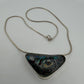 Australian Boulder Opal Pendant Necklace Sterling Silver Custom Bezel 20” Chain, close-up detail