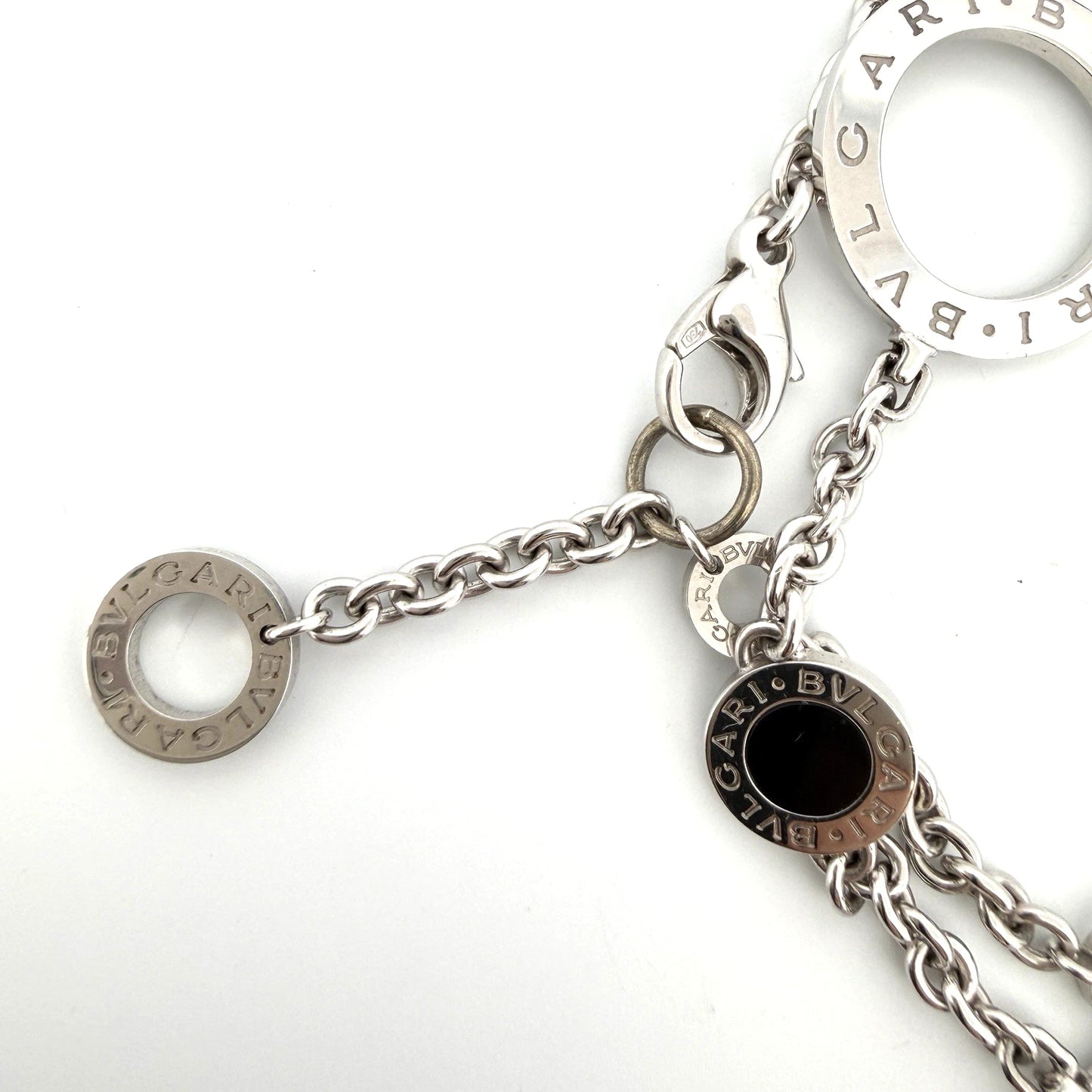 Bvlgari Bulgari 18K White Gold Onyx Circle Motif Necklace 19" 33g