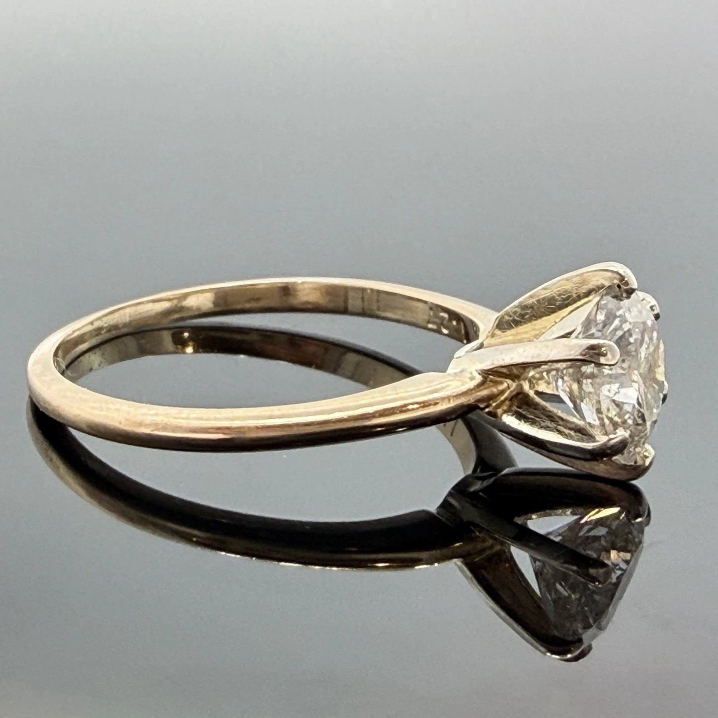 14K Gold Natural 1.27CT Round Brilliant Diamond Solitaire Ring I2, G-H Size 7.25