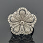 18K White Gold Pave Diamond Flower Ring 1.39ctw Natural Diamonds Size 6 by Devine & Co — side view